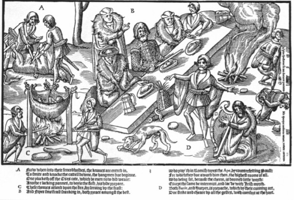 Poet, bard and harper at feast